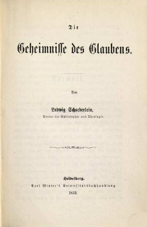 Die Geheimnisse des Glaubens