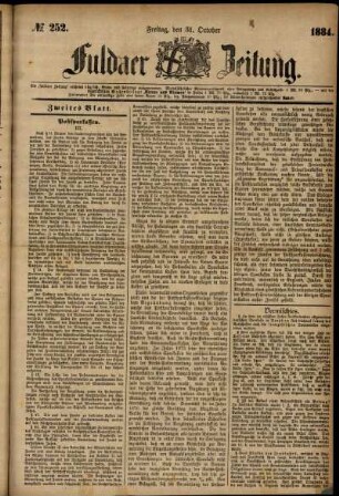 Ausgabe vom Freitag, den 31. Oktober 1884.