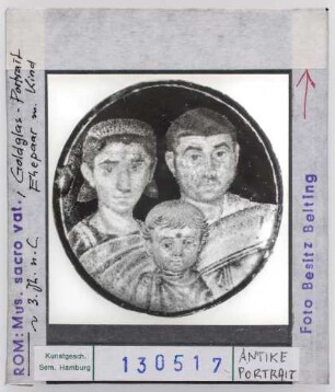 Porträt Ehepaar mit Kind, Goldglas, 3. Jhd. n. Chr., Rom, Museo Vaticano