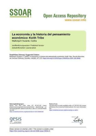 La economía y la historia del pensamiento económico: Keith Tribe