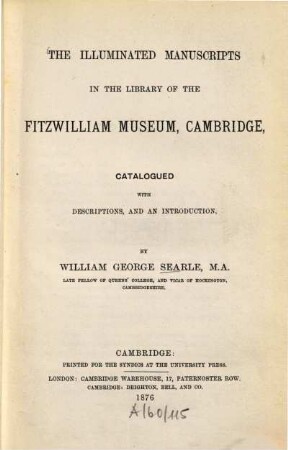 The illuminated manuscripts in the library of the Fitzwilliam Museum, Cambridge