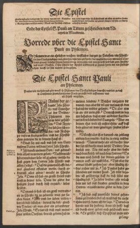 Die Epistel Sanct Pauli an Philemon.