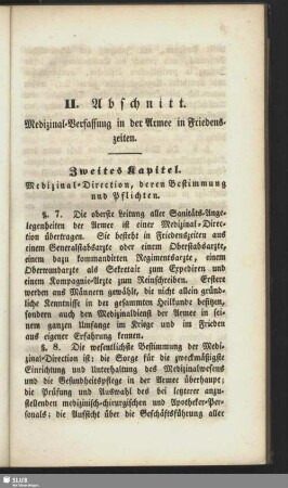 II. Abschnitt. Medizinal-Verfassung in der Armee in Friedenszeiten