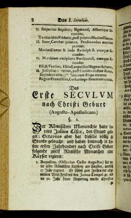 Das Erste Seculum nach Christi Geburt (Augusto-Apostolicum.) - Das Zweyte Seculum nach Christi Geburt. (Antoniniano-Gnosticon.)