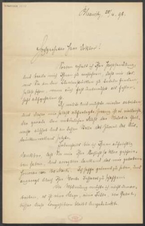 Brief an B. Schott's Söhne : 28.04.1898