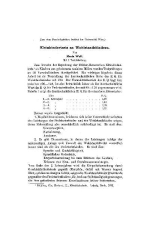 Kleinkindertests an Wohlstandskindern