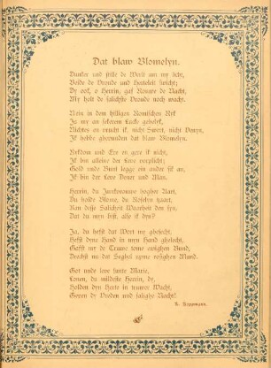 Gedicht. Dat blaw Blomelyn.
