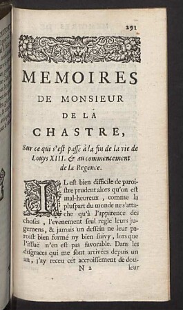 Memoires de Monsieur de la Chastre