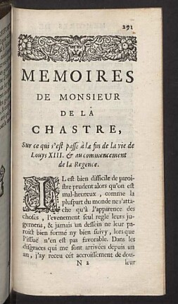 Memoires de Monsieur de la Chastre