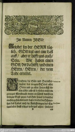 Leichenpredigt : Safft und Krafft der Worte: Christus hat uns erlöset. Praeloquium, Textus, Exordium