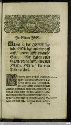 Leichenpredigt : Safft und Krafft der Worte: Christus hat uns erlöset. Praeloquium, Textus, Exordium