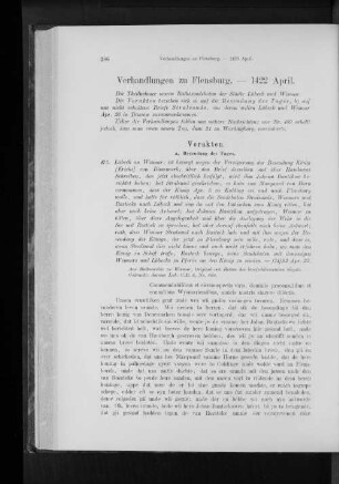 Verhandlungen zu Flensburg. - 1422 April.