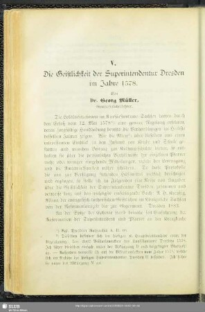 V. Die Geistlichkeit der Superintendentur Dresden im Jahre 1578