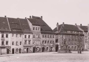 Bautzen, Fleischmarkt von Südosten mit Denkmal für Kurfürst Johann Georg I.