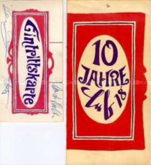 Programmheft zum internationalen Jazz-Forum "10 Jahre Club 18", mit Eintrittskarte für Mitwirkende
