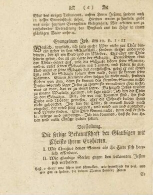 Vorstellung. Die seelige Bekanntschaft der Glaubigen mit Christo ihrem Ertzhirten