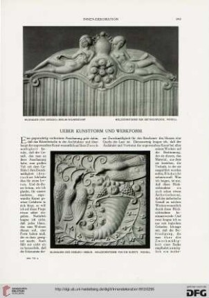 Über Kunstform und Werkform