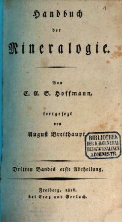 Handbuch der Mineralogie. 3,1
