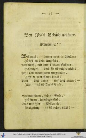 Bey Ida’s Gedächtnißfeier.