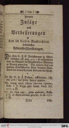 Fernere Zusaetze und Verbesserungen [...]