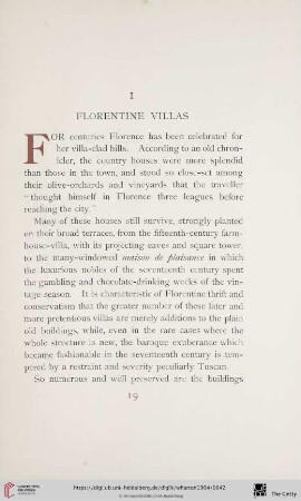 I. Florentine villas
