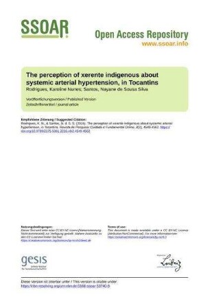 The perception of xerente indigenous about systemic arterial hypertension, in Tocantins