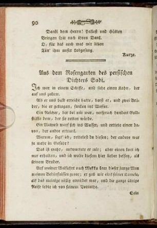Aus dem Rosengarten des persischen Dichters Sadi - Zwölf brave Söhne