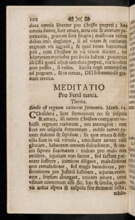 102-113, Meditatio Pro Feria tertia; ...