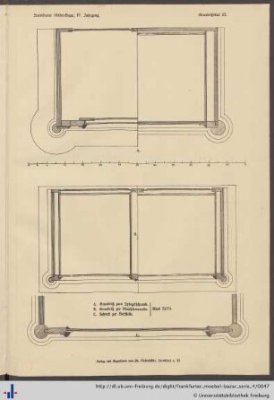 Grundrißblatt III. Grundriß zum Spiegelschrank, zur Waschkommode, Schnitt zur Bettstelle (Blatt 73/74).