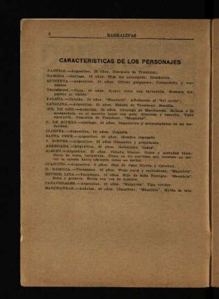 Caracteristicas de los personajes