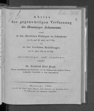 Abriss der gegenwärtigen Verfassung des Hamburger Johanneums