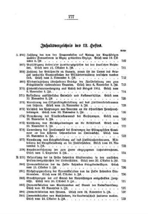 Inhaltsverzeichnis des 12. Heftes