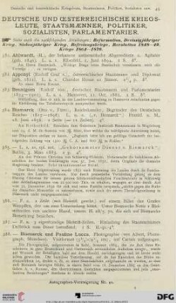 Deutsche und Oesterreichsiche Kriegsleute, Staatsmaenner, Politiker, Sozialisten, Parlamentarier (Nr. 381-434)