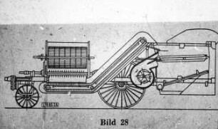 Schemazeichnung: Erntetechnik, Mähdrusch, Mähdrescher gezogen
