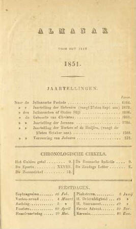 Almanak voor het jaar 1851