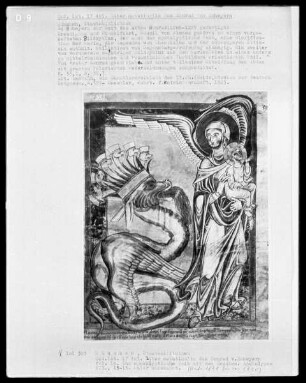 Liber matutinalis des Konrad von Scheyern — Das apokalyptische Weib mit Drachen, Folio 14recto