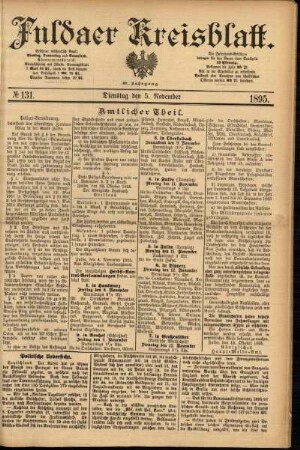 Erste Ausgabe vom Dienstag, den 05. November 1895.