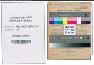 Entnazifizierung Johann Opheis , geb. 01.03.1903 (Kaufmann)