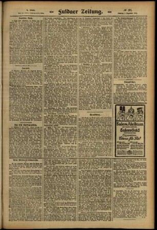 Vierte Ausgabe vom Samstag, den 07. Dezember 1912.