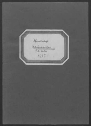 Neuweiler (Lkr. Calw) mit Hofstett und Agenbach: Pfarrbericht 1937 mit Bericht über die Visitation des Religionsunterrichts 1936