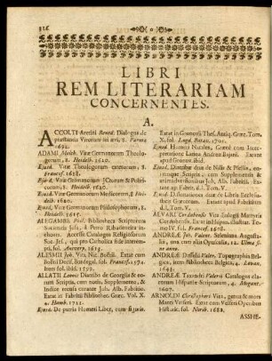 Libri Rem Literariam Concernentes.