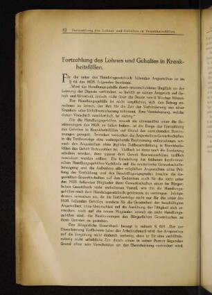 Fortzahlung des Lohnes und Gehaltes in Krank- heitsfällen.