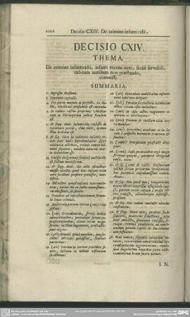 Decisio CXIV. De crimine infanticidii, infanti recens nato, facile servabili, debitum auxilium non praestando, commissi