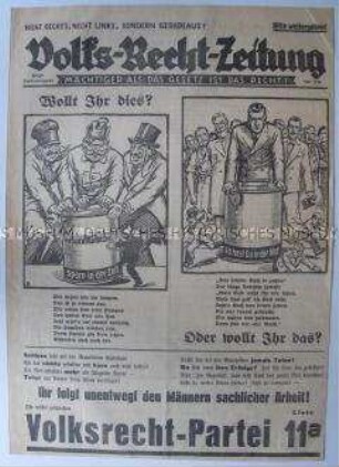 Sonderausgabe der regionalen Wochenzeitung des Sparerbundes Sachsen mit Wahlpropaganda für die Volksrechts-Partei zur Reichstagswahl im Juli 1932