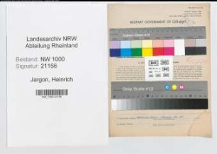 Entnazifizierung Heinrich Jargon, geb. 31.05.1904 (Postangest.)