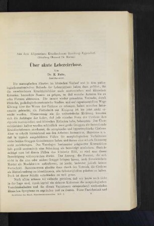 Über akute Lebercirrhose.