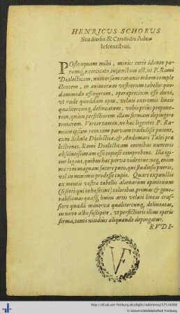 Henricus Schorus Studiosis & Candidis Adolescentibus.