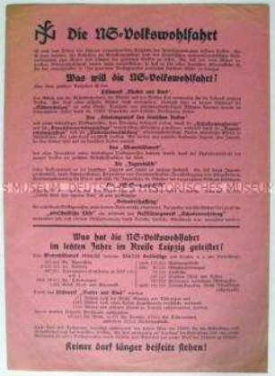 Propagandaflugblatt zu den Zielen der NS-Volkswohlfahrt