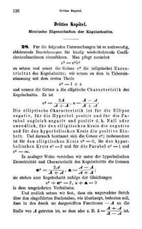 Drittes Kapitel. Metrische Eigenschaften der Kegelschnitte.