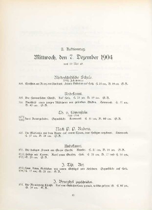 II. Auktionstag. Mittwoch, den 7. Dezember 1904 von 10 Uhr ab
